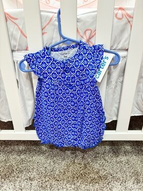 Carter's Royal Blue Geometric-Print Baby Romper